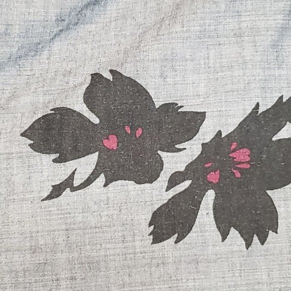 Vintage Blouse Tess Paris Milano Made In Hong Kong Tag Size 8 Black Flowers - Picture 7 of 8